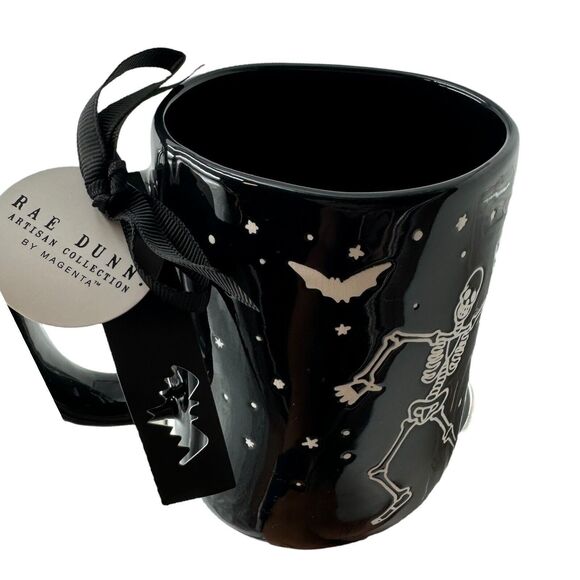 Rae Dunn Mug BONE TO BE WILD Black Halloween Skeleton Dancin Goth Witch New 2024 - Picture 6 of 11